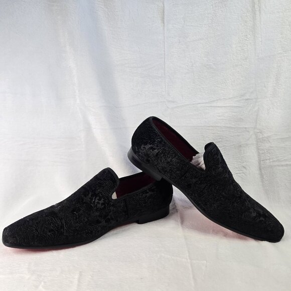 La Milano Broderick Black Velvet Slip On Men's Dress Loafers Size 12 W/ Duster - Picture 6 of 12